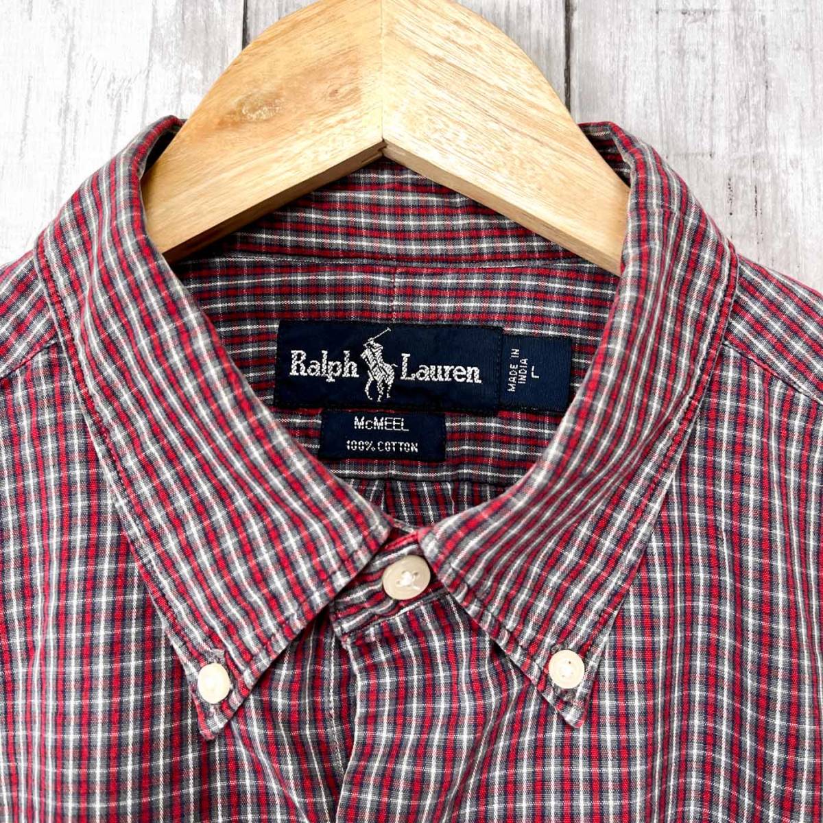 ラルフローレン Ralph Lauren チェックシャツ 長袖シャツ メンズ ワンポイント Lサイズ 2-851
