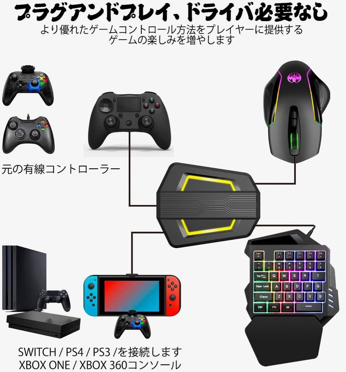 大勧め フォートナイト apex対応 キーボード マウス コンバーターセット sushitai.com.mx