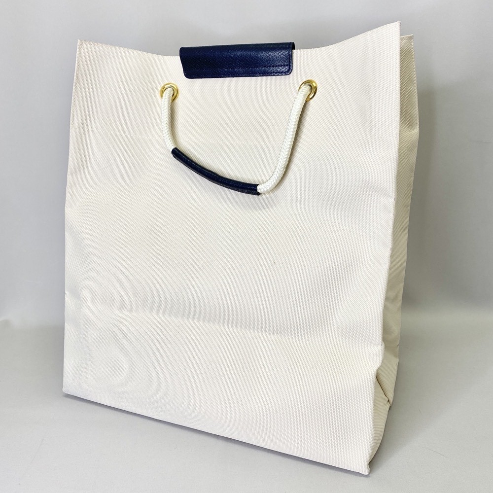 ◆LONGCHAMP ロンシャン ハンドバッグ◆ ホワイト キャンバス レザー ユニセックス bag 鞄 KI1004_画像3