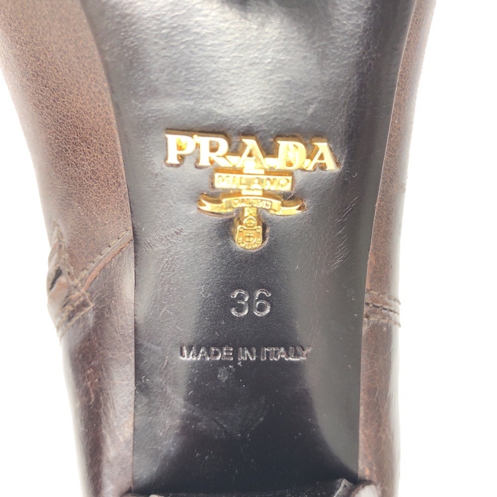 定番 36◇ ブーツ プラダ 良好◇PRADA ブラウン boots ブーティー