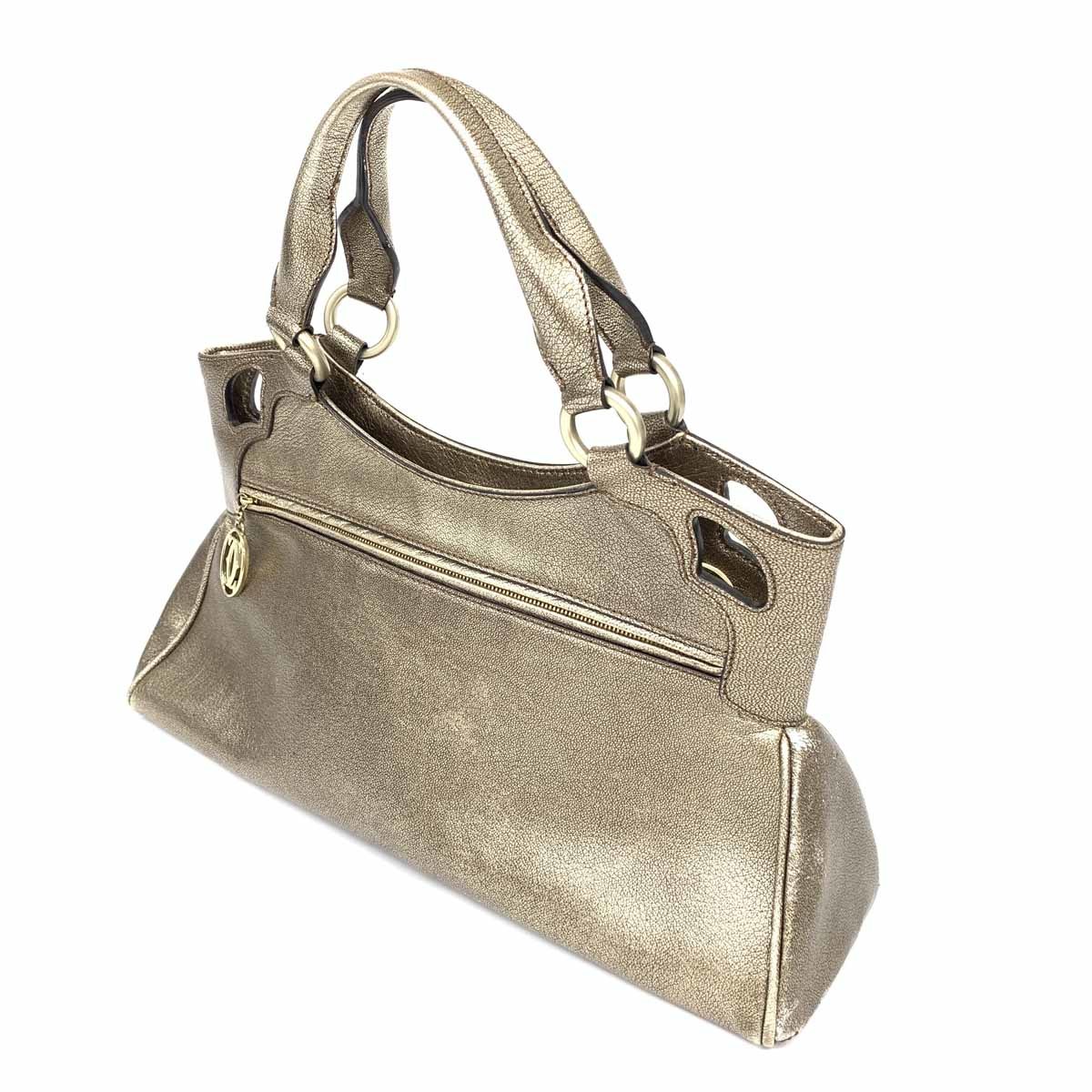 ◇Cartier カルティエ マルチェロ レザー ハンドバッグ◇ ゴールド