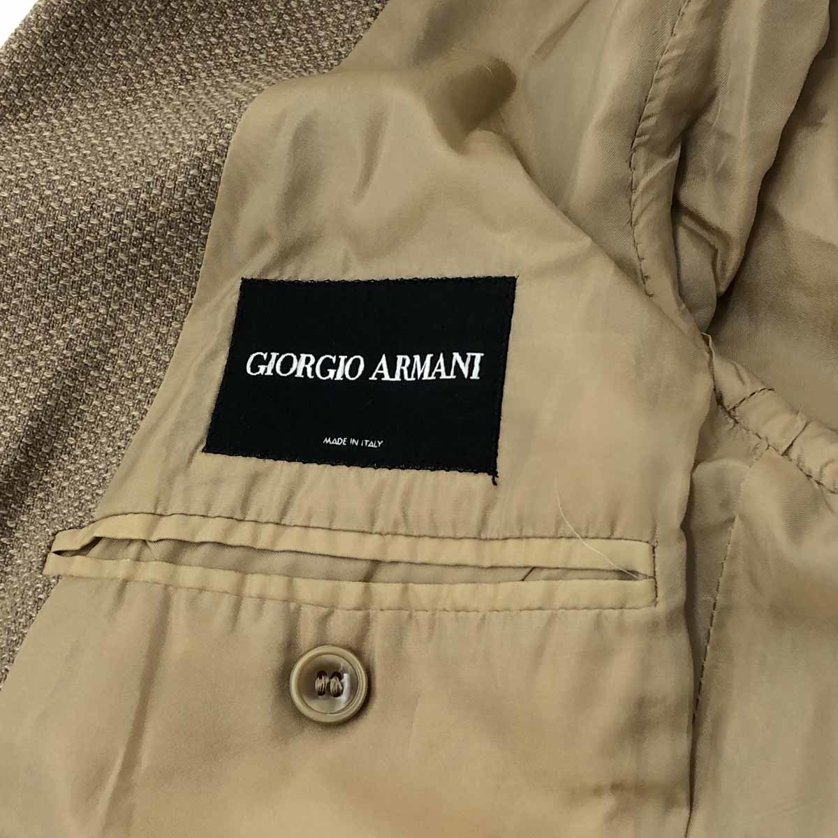 ◆GIORGIO ARMANI ジョルジオアルマーニ 2Bジャケット サイズ50◆ ベージュ ウール×カシミヤ×シルク メンズ アウター 黒タグ_画像4