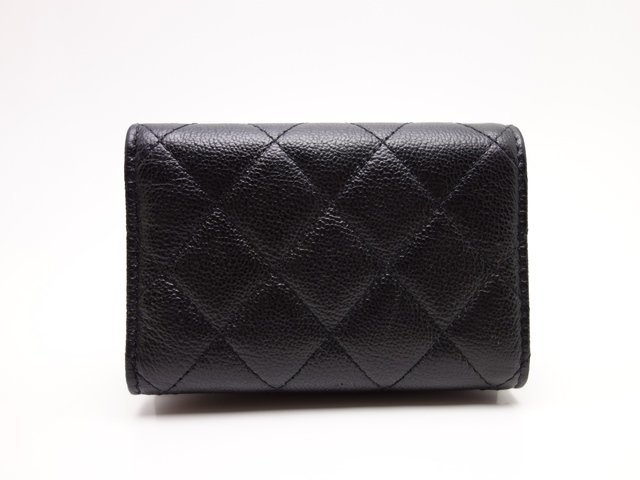 CHANEL シャネル マトラッセ 三つ折り財布 コンパクトウォレット AP1173 黒 キャビア 財布 レディース 中古 送料無料_画像2