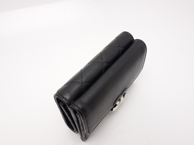 CHANEL シャネル マトラッセ 三つ折り財布 コンパクトウォレット AP1173 黒 キャビア 財布 レディース 中古 送料無料_画像8