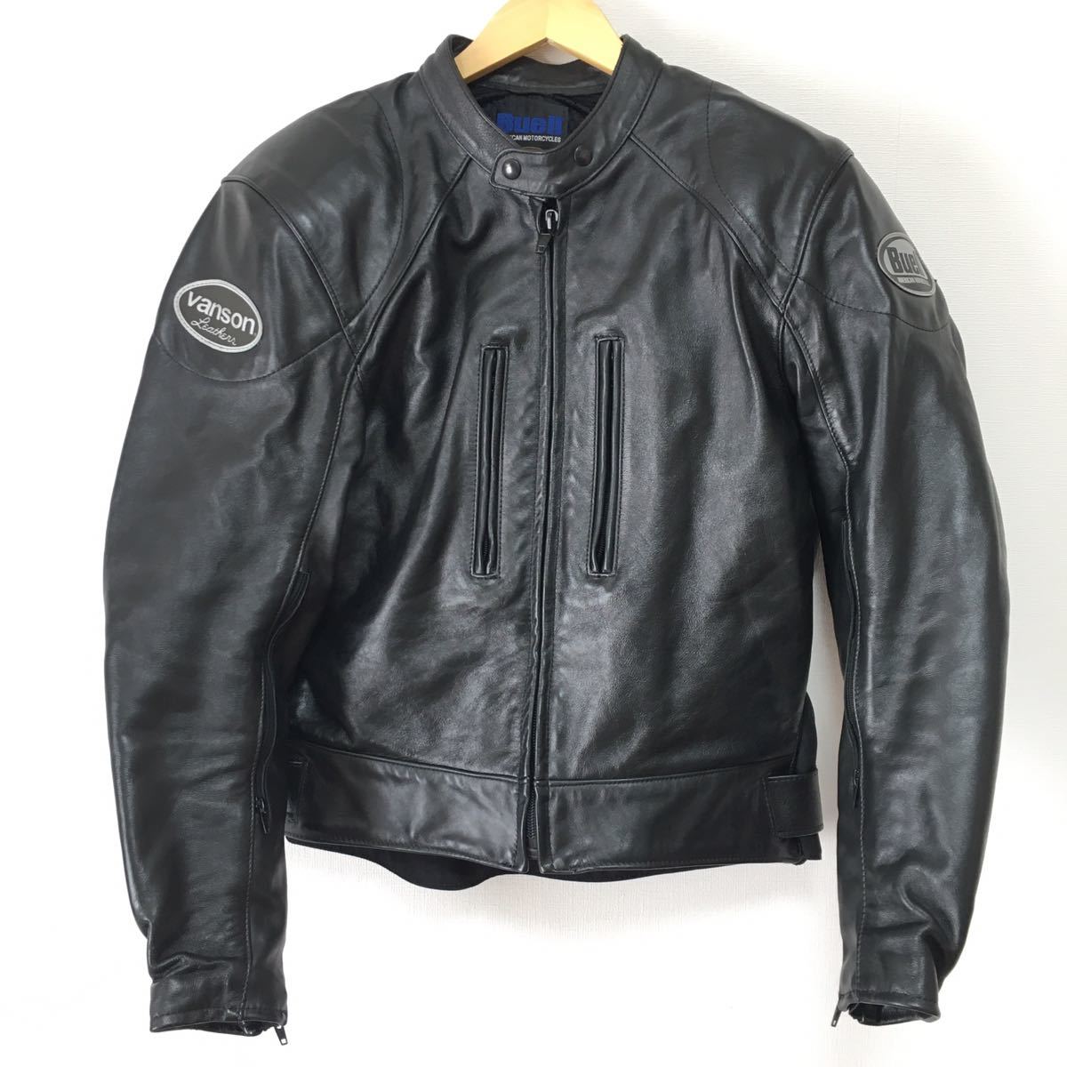 BUELL VANSON 本革レザーライディングジャケットLライダース BUELL VANSON 本革レザーライディングジャケットLライダース