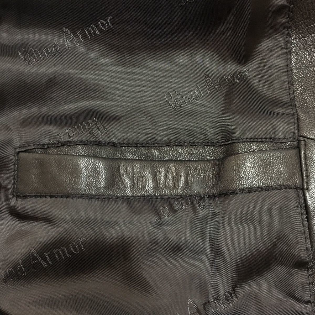 WIND ARMOR☆高級本革レザーステンカラーコートL☆メンズ黒ブラック