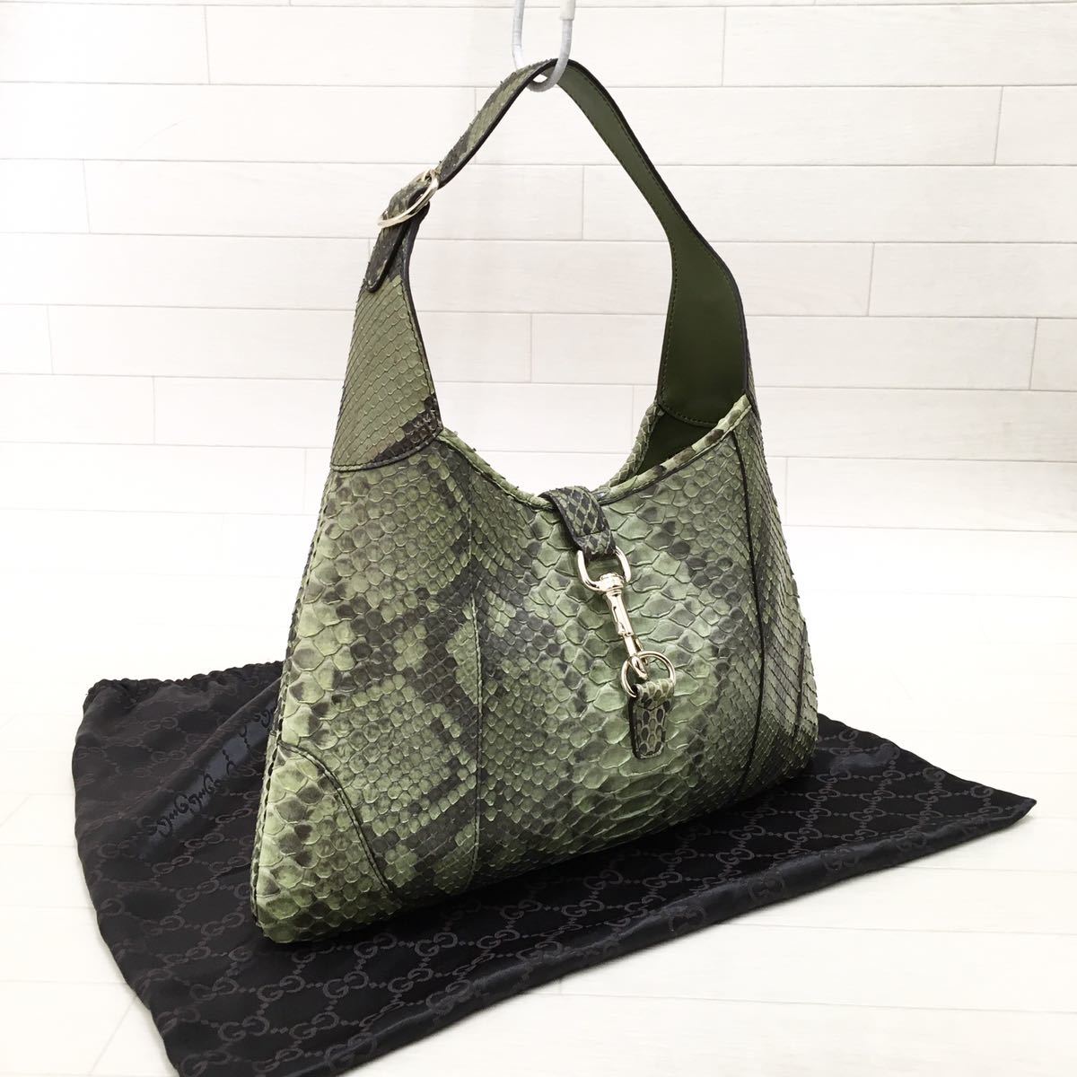 ☆美品・保存袋付☆GUCCI グッチ ニュージャッキー パイソン
