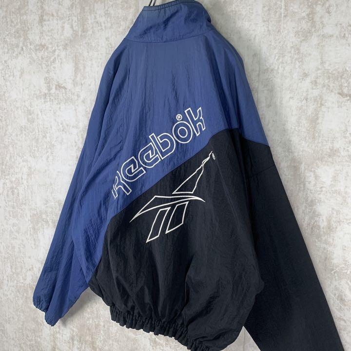 春新作の 90s 古着 リーボック 刺繍ロゴ ナイロンジャケット マルチ