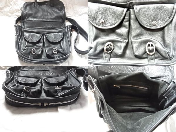 e- and ji-A&G shoulder bag messenger bag Cross patch leather leather black color black SV silver 925