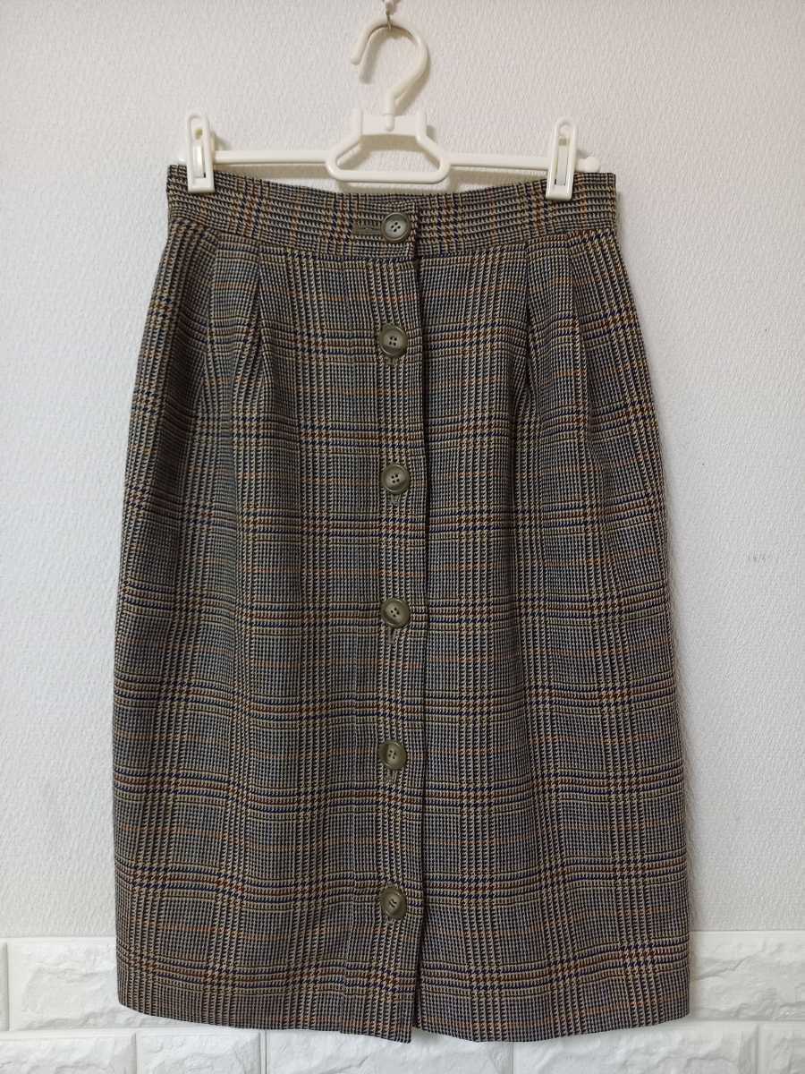 本物品質の ディオール チェック柄 スカート フロントボタン 茶色 初期