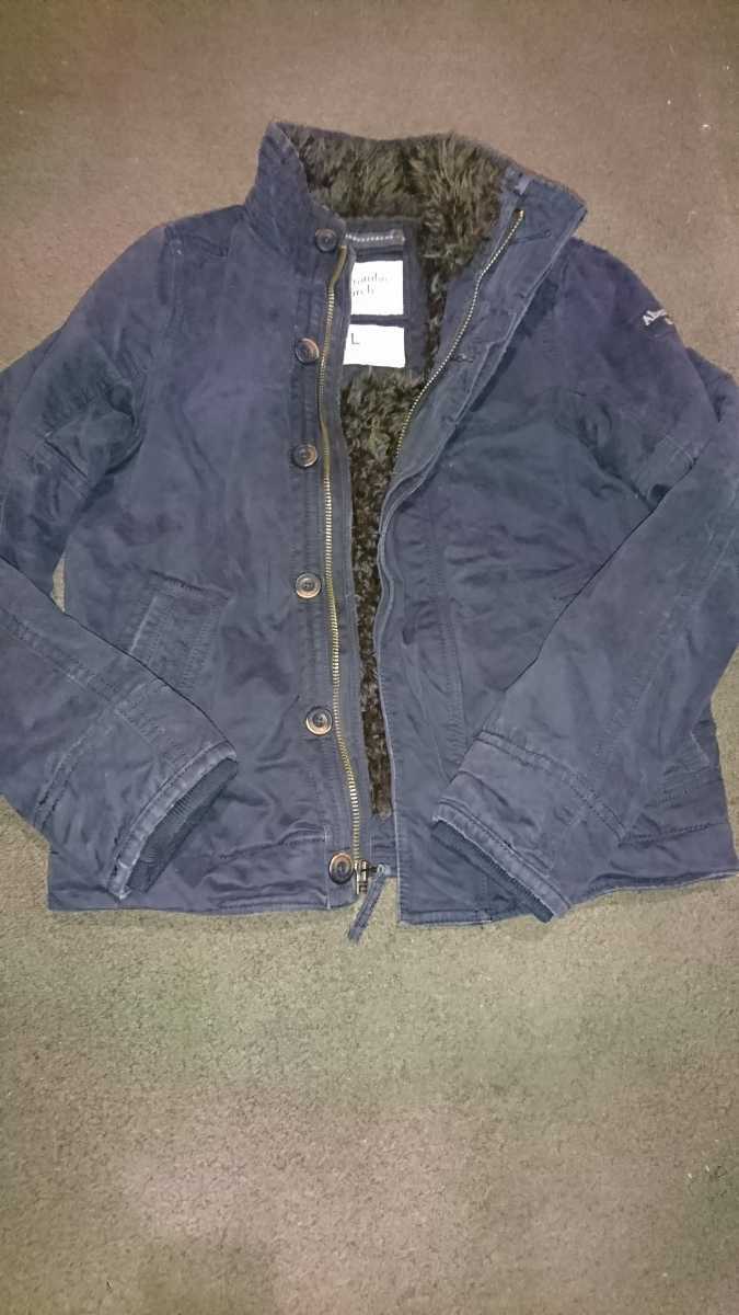 Abercrombie&Fitch アバクロ Lサイズ N-1デッキジャケット 裏ボア ネイビー 紺 NAVY JACKET_画像1