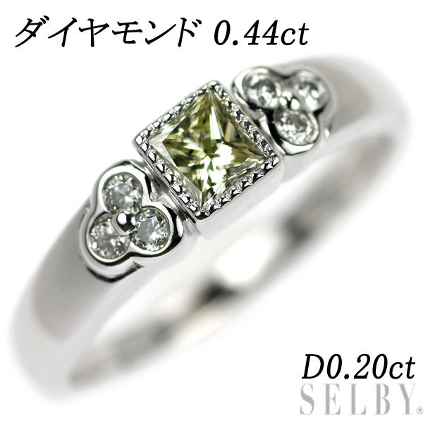 K18WG プリンセスカットダイヤ ダイヤモンド リング 0.44ct D0.20ct 出品2週目 SELBY