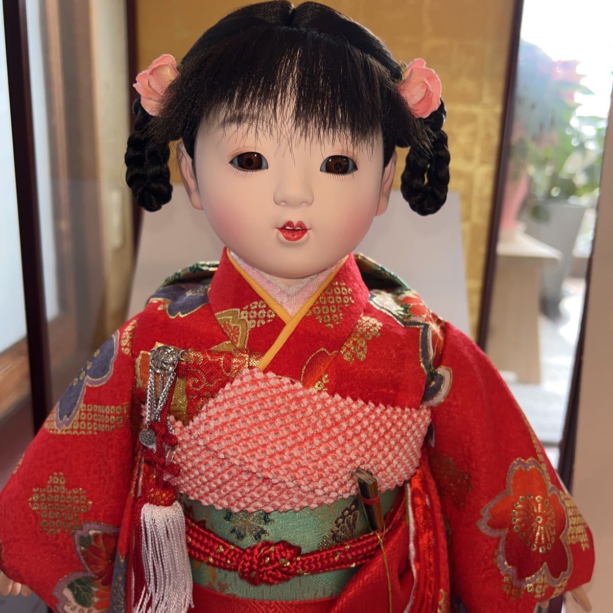 市松人形 女の子二体　新品日本人形 ケース付き_画像4