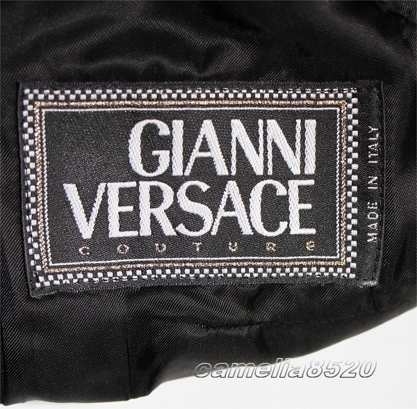 GIANNI VERSACE ジャンニ ヴェルサーチ スカート スーツ 千鳥格子 ブラック / オフホワイト ウール 上下 38 サイズ イタリア製 中古 美品の画像5