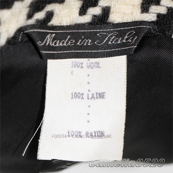 GIANNI VERSACE ジャンニ ヴェルサーチ スカート スーツ 千鳥格子 ブラック / オフホワイト ウール 上下 38 サイズ イタリア製 中古 美品の画像7