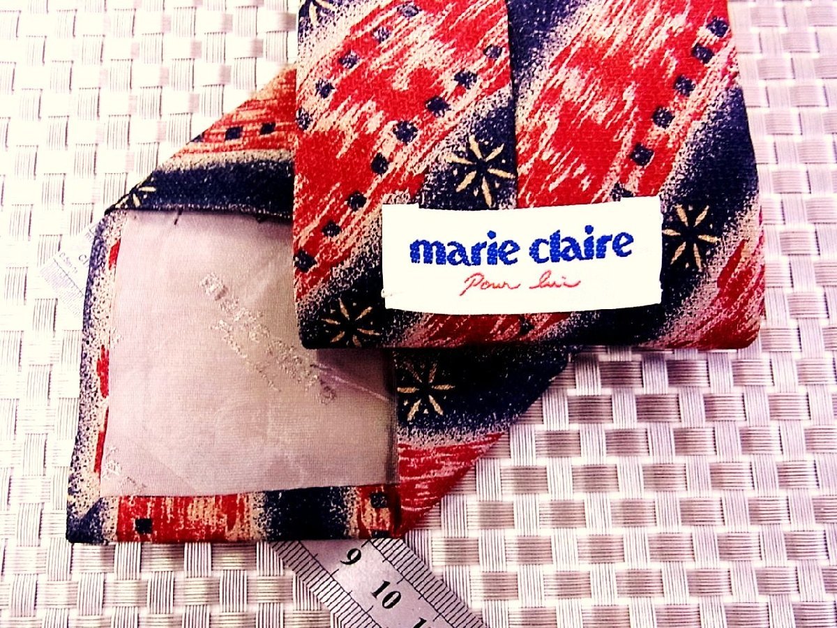 ♪29942C♪良品【花 デザイン ストライプ 柄】マリクレール【Marie Claire】ネクタイ_画像2