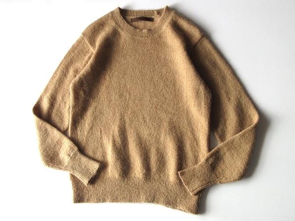 HONOR GATHERING オナーギャザリング SOFT WOOL KID MOHAIR MIX YARN KNIT キッドモヘヤ ウール クルーネックニット セーター L ベージュ_画像2