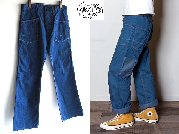 新品タグ付 GERUGA ゲルガ GR-P-72B WORK DENIM PANTS ホースハイドレザーポケット ワークデニムパンツ W32 元ケルト&コブラ CELT&COBRA_画像1