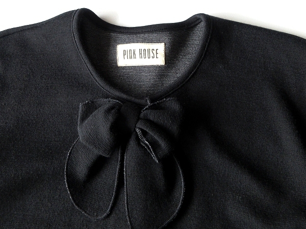 PINK HOUSE Pink House wool knitted jersey - gold button ribbon attaching cardigan no color jacket FREE black black Kaneko Isao 