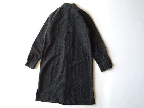  rare 90s Vintage agnes b. Agnes .- wool .. cloth CPO shirt One-piece charcoal gray feather woven coat 