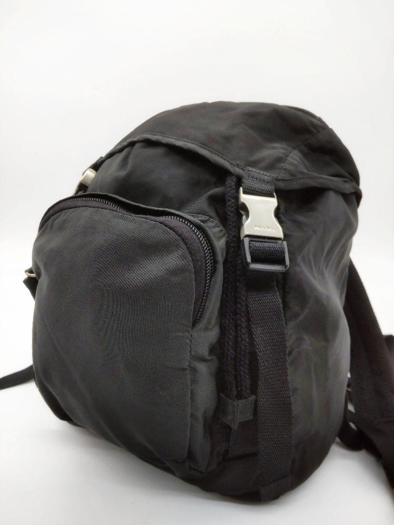 1円 美品 最高級 PRADA プラダ ナイロン V135 ブラック リュック バックパック 三角ロゴ メンズ レディース 35