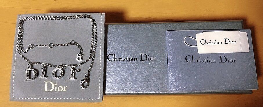 Christian Dior ディオール ネックレス シルバー ストーン ロゴ Christian Dior ディオール ネックレス シルバー ストーン ロゴ