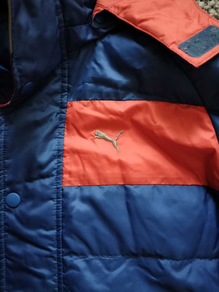  beautiful goods Puma PUMA bench coat 140 size down coat down jacket blue × orange 