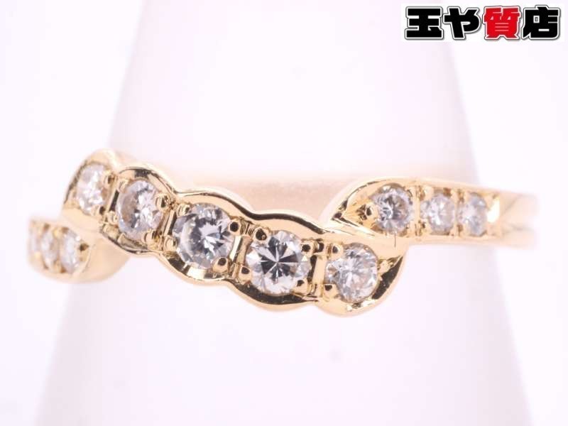 ポーラ 美品 ダイヤ 0.16ct デザイン リング 11号 750 K18YG イエロー