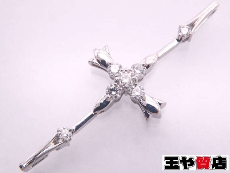 第一ネット クロス 0.60ct ダイヤ 風 ホワイトゴールド K18WG 2WAY