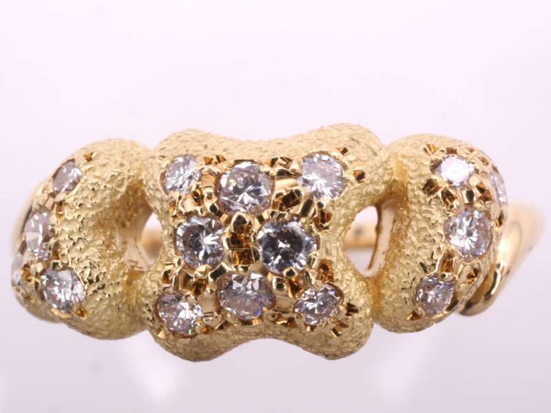 ミキモト 美品 ダイヤ 0.23ct デザイン リング 11号 K18YG イエロー