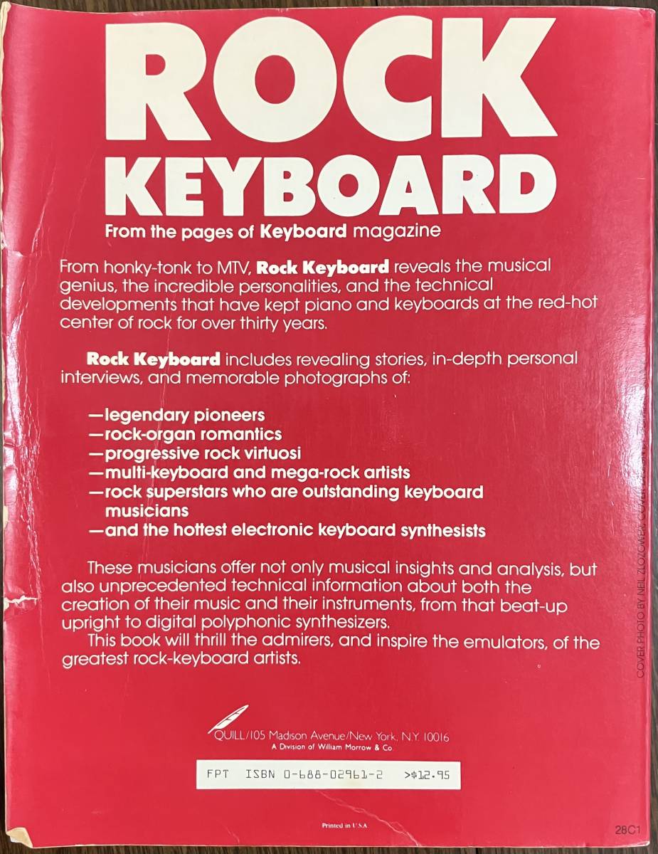 ROCK KEYBOARD 　Bob Doerschuk/Keith Emerson 1985 Quill/A KEYBOARD BOOK New York_画像2