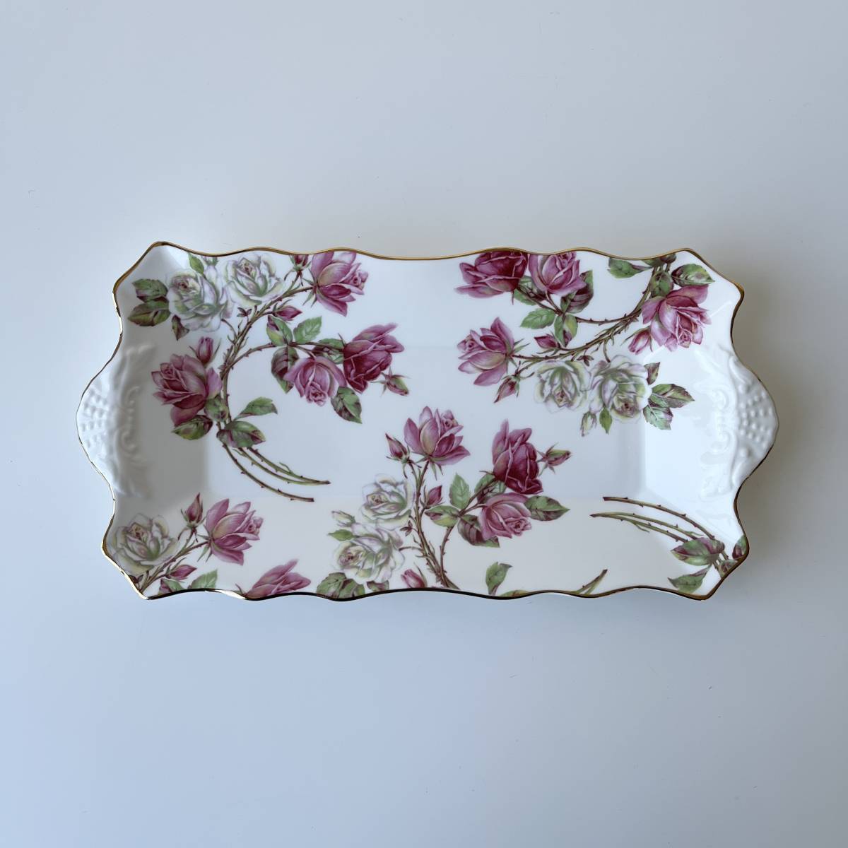 AYNSLEY Aynsley Elizabeth rose sandwich tray England plate 31.5×15.5×3cm plate beautiful goods 