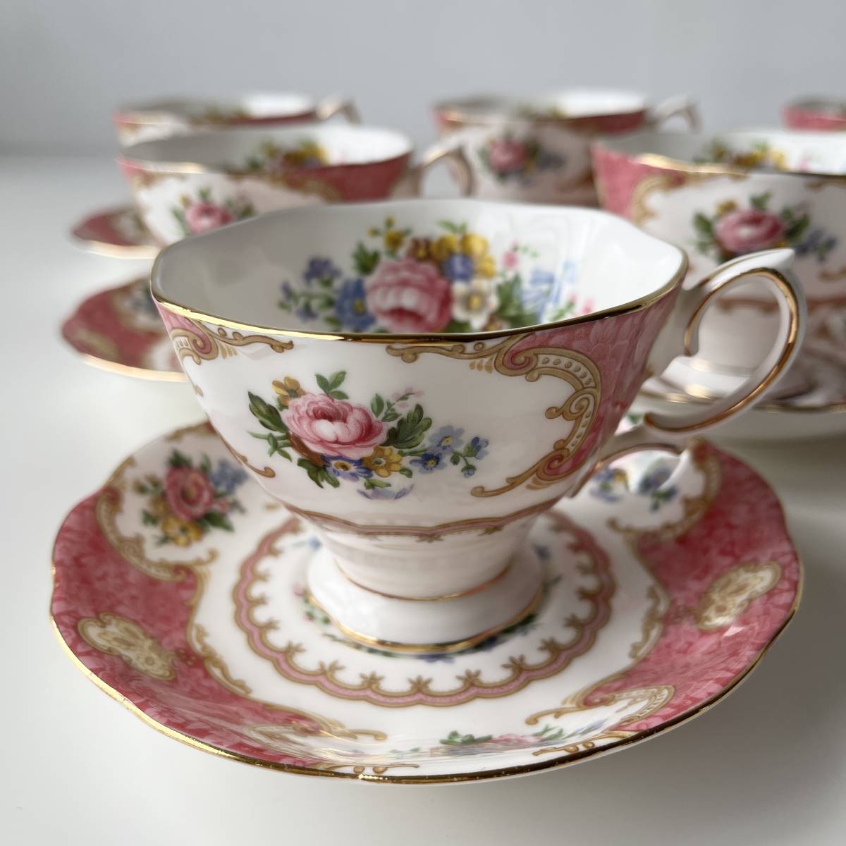 Royal Albert Lady Carlyle ロイヤルアルバート レディーカーライン カップ＆ソーサー 6脚セット まとめ売り 英国 英国アンティーク 美品 A