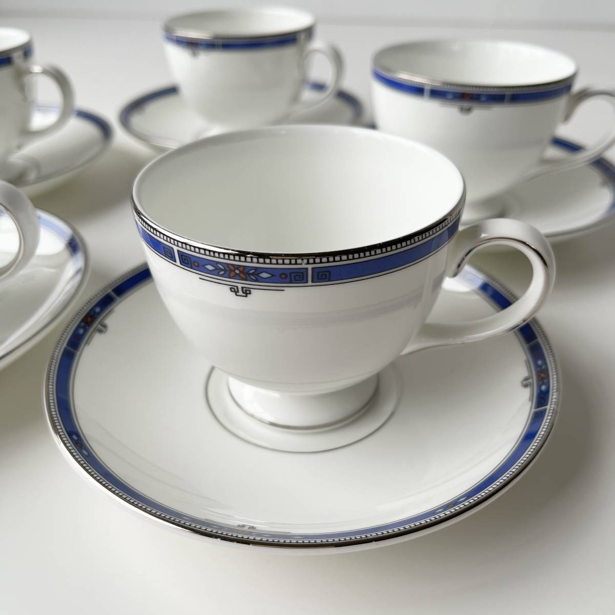 WEDGWOOD COLORADO ウェッジウッド コロラド カップ＆ソーサー 5客セット 青 まとめ売り 英国 英国アンティーク 美品 B