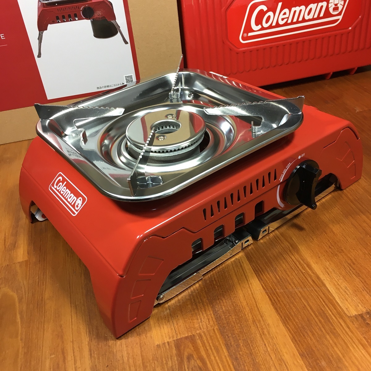 【送料無料／新品】コールマン Coleman　シングルガスストーブ120A　レッド　ソロ キャンプ　収納ケース付き　コンパクト　耐風性