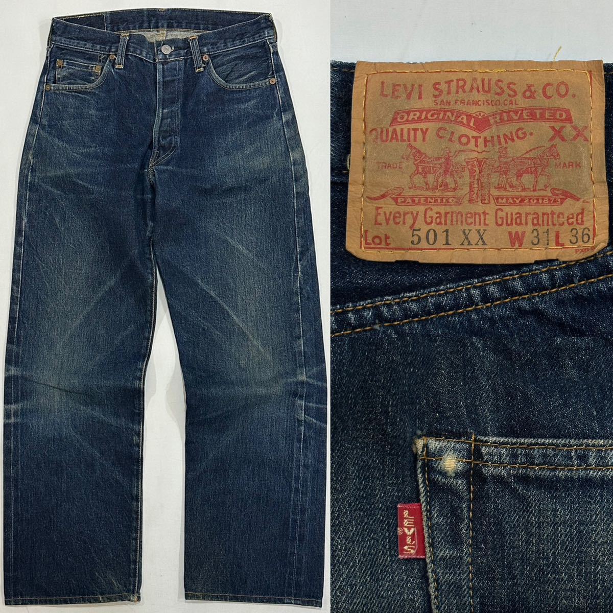 米国製 Levi's リーバイス 50s復刻 501-0004 ハチノス ヒゲ!! 501XX bigE W31 赤耳 USA製 廃盤品 デニム ジーンズ アメカジ _画像1