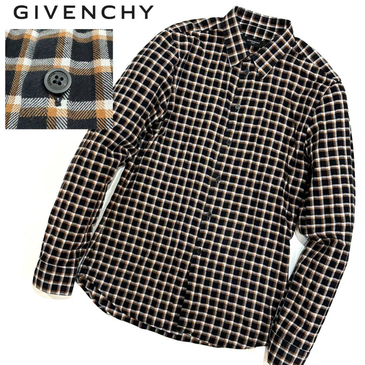 【即納】 ポルトガル製 GIVENCHY ボタンシャツ 1/2(39)メンズ 長袖シャツ15 チェック コットン100% ジバンシー 男性用