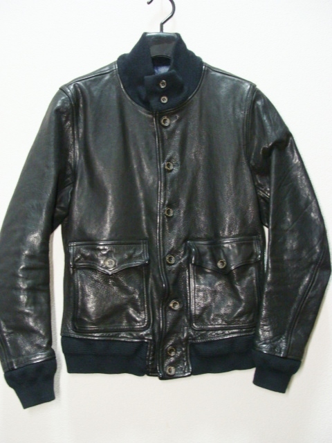 TMT FIELD tea Emuti * cow leather leather button driving rider's jacket blouson lining wool wrinkle 