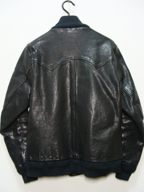 TMT FIELD tea Emuti * cow leather leather button driving rider's jacket blouson lining wool wrinkle 