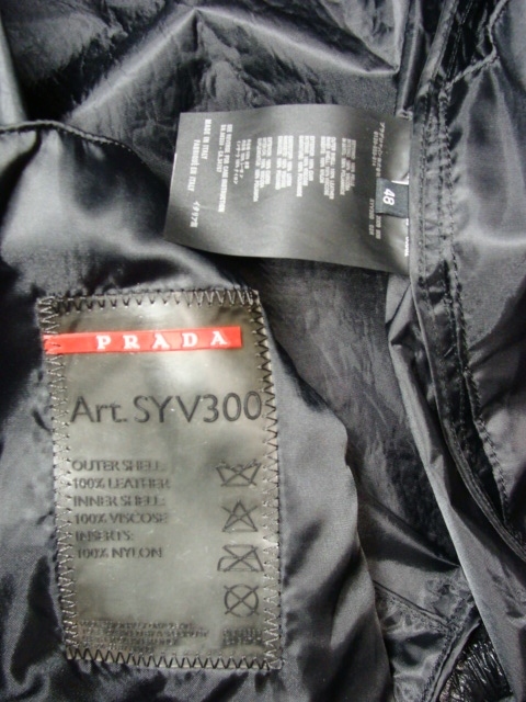 PRADA プラダ Art SYV 薄手 皮 革 レザー ナイロン 切替