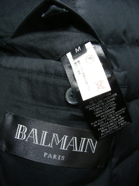 BALMAIN バルマン ◇ コットン キルティング バイカー フード パーカー ダウン ライダース ジャケット ブルゾン