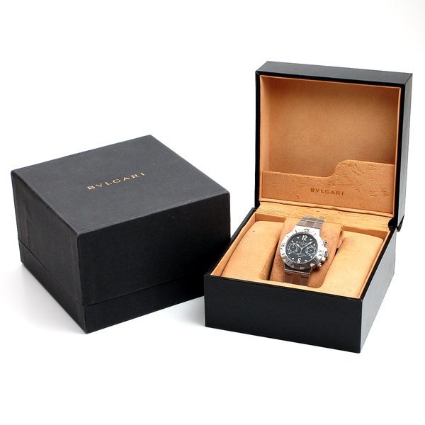1円～ 3ヶ月保証付き オーバーホール済み 磨き済み 美品 本物 定番 人気 BVLGARI ブルガリ ディアゴノ スクーバ SCB38S クロノ メンズ 時計