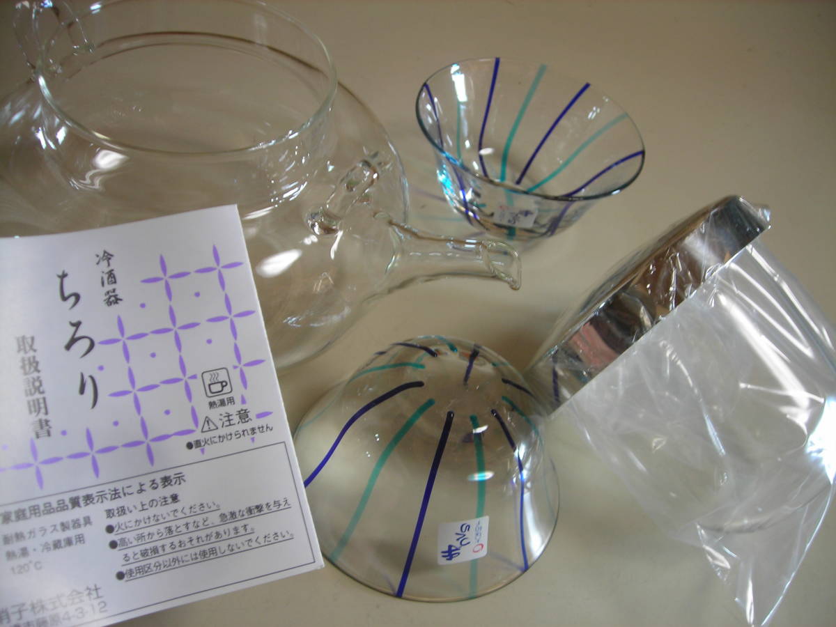 R4 12★地炉利 HARIO ハリオ 冷酒器 盃２個セット 耐熱ガラス製 大塚硝子の画像3
