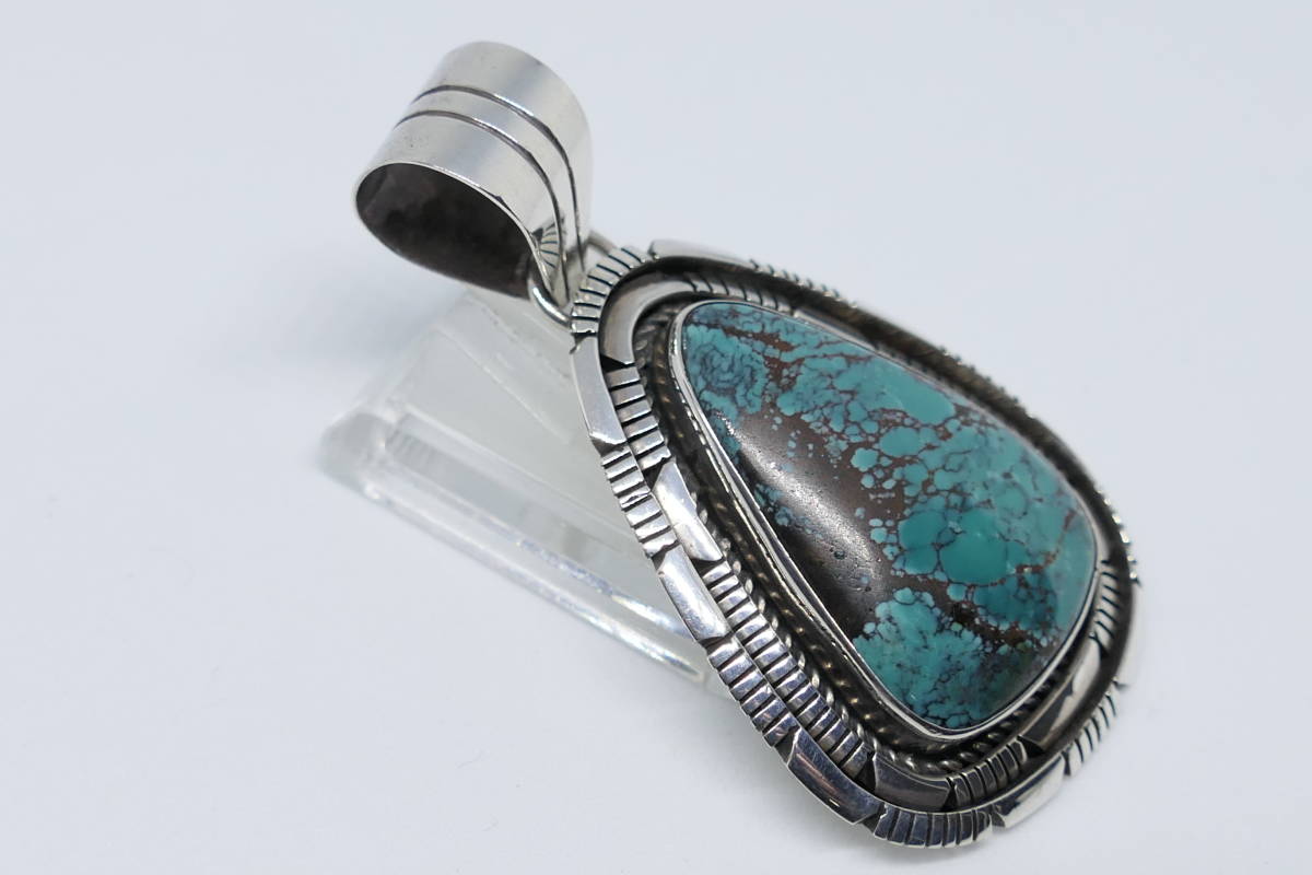 極 美品 SAAD ターコイズ ドロップ ペンダント ネックレス サード