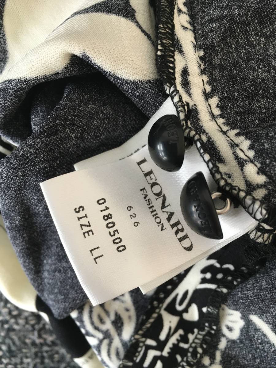 即決 極美品 LEONARD ワンピースLL レオナール カンカン フラワー 花柄