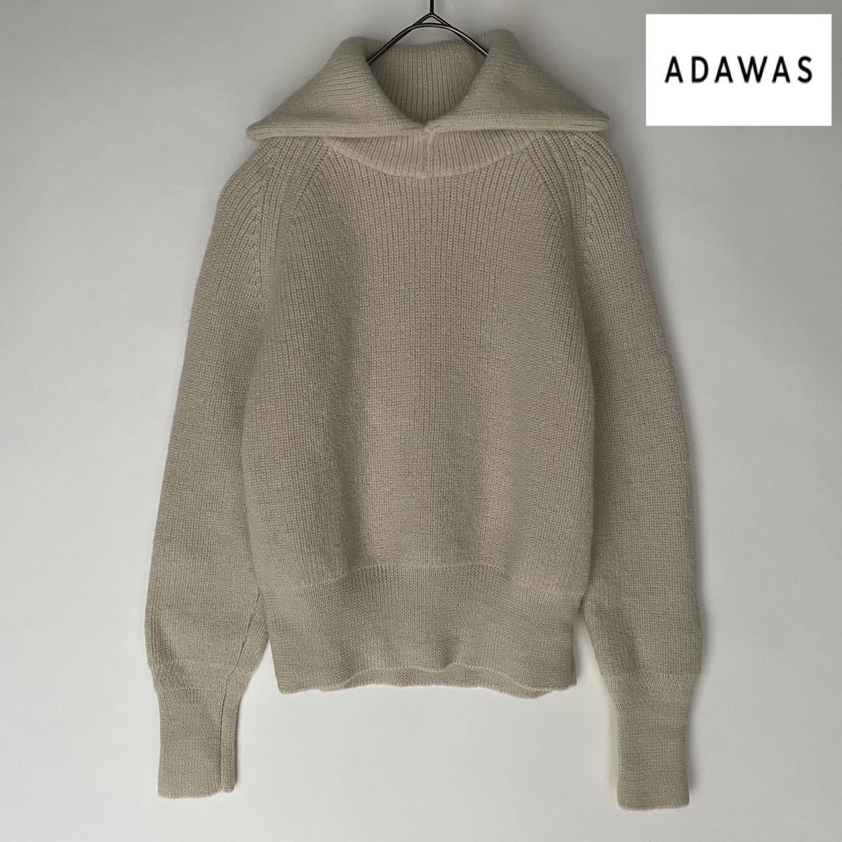 ADAWAS アダワス ビッグカラー プルオーバー ニット ウール100% オフ