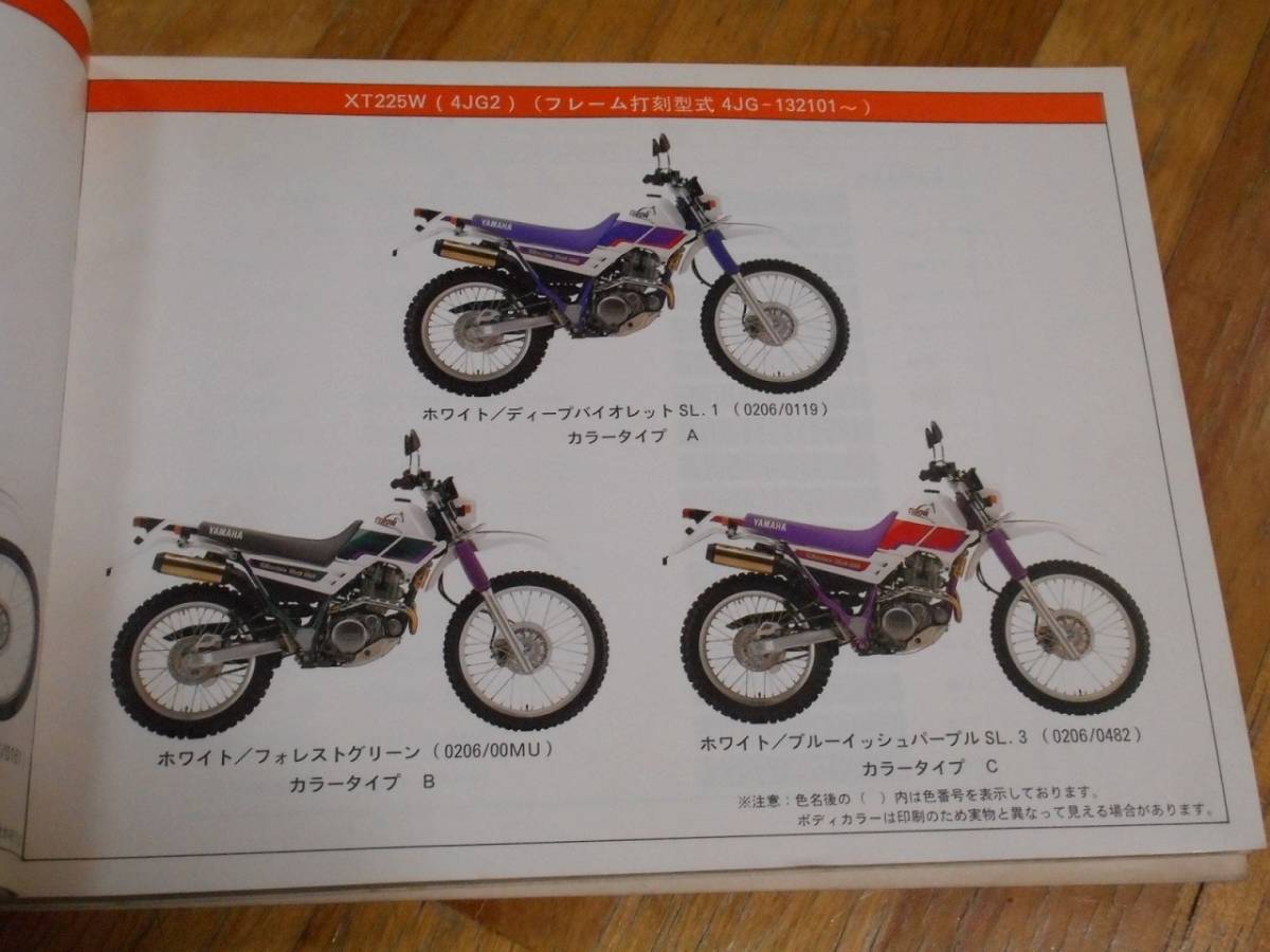 ヤマハ セロー XT225，225W　3RW1～5／4JG1～2　パーツリスト　4JG-28198-15　ネコポス(￥210)など可　YAMAHA SEROW　USED (検)1KH_画像6