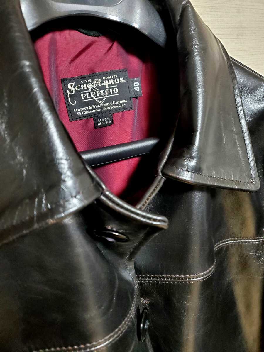 最終値下げ》632US NEW CARCOAT Schott 茶芯牛革 ショット カー 最終値下げ》632US NEW CARCOAT Schott 茶芯牛革 ショット カー