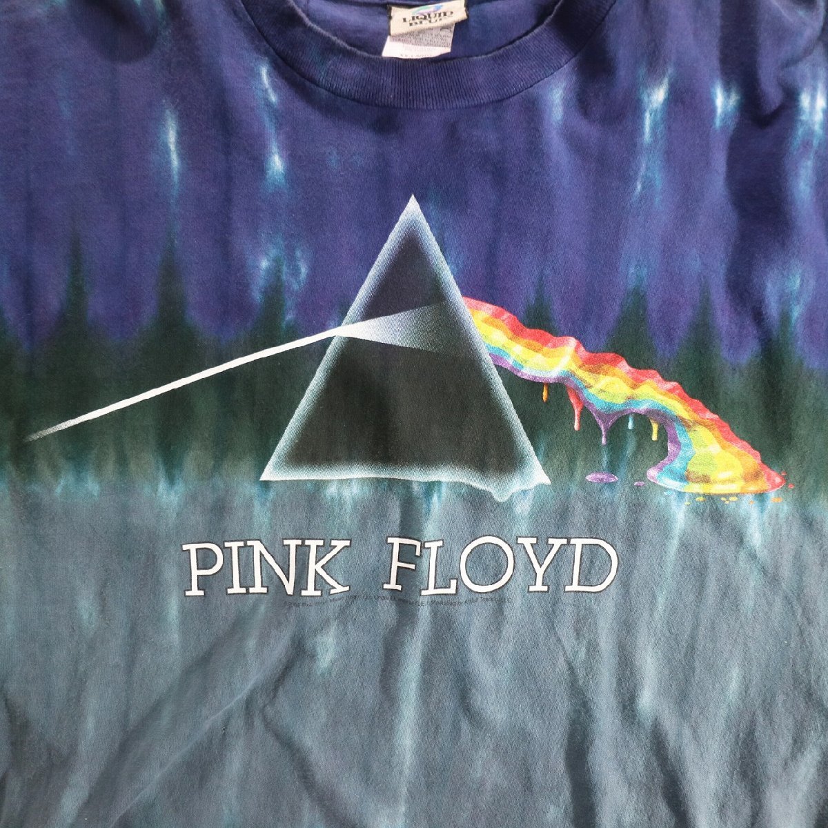 F□00年代 USA製 Pink Floyd The Dark Side of The Moon プリント Tシャツ タイダイ ブルー系 青 (XXL) 大きいサイズ 中古 古着 k6444_画像2