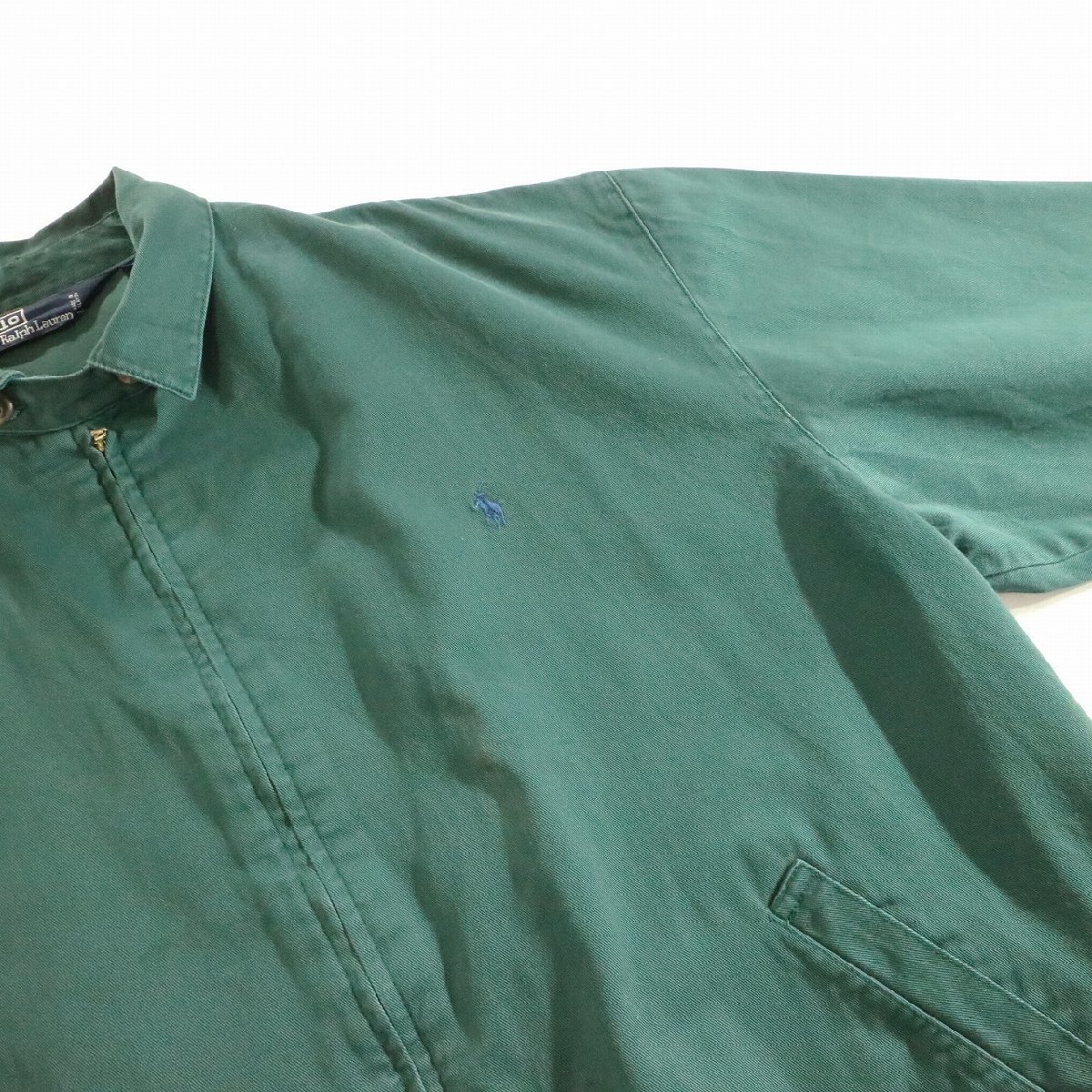 F□90年代 Polo Ralph Lauren ポロラルフローレン スイングトップ ジャケット アウター グリーン 緑色 (XL) 中古 古着 k8766_画像3